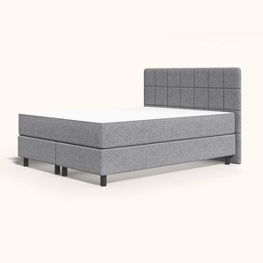 Emma Original Boxspringbett 180x200 cm - hellgrau - Füße Schwarz - Kopfteil gesteppt