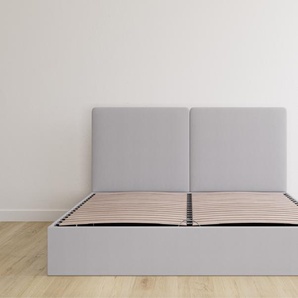 Emma Premium Stauraumbett V2 180x200 | hellgrau | klassisches Kopfteil