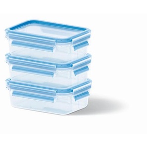 Emsa Frischhaltedosenset Clip & Close, Blau, Transparent, Kunststoff, 3-teilig, 0,55 L, 16.3x5.8x11.3 cm, auslaufsicher, lebensmittelecht,