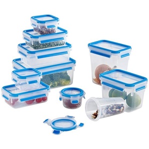 Emsa Frischhaltedosenset Clip & Close, Klar, Hellblau, Kunststoff, 11-teilig, 0,15 L, BPA-frei, auslaufsicher, Deckel mit Sichtfenster,