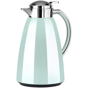 Emsa Isolierkanne Campo, Mintgrün, Pastellgrün, Metall, 1,0 L, 15x25.5x15 cm, Vakuum, 100% dicht, Glaskolben, abnehmbarer Deckel, hält warm, kalt,