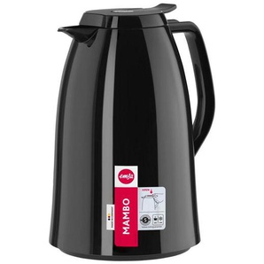 Emsa Isolierkanne Mambo, Schwarz Hochglanz, Kunststoff, 1,5 L, Tragegriff, Ausgießer, lebensmittelecht, 100% dicht, abnehmbarer Deckel,