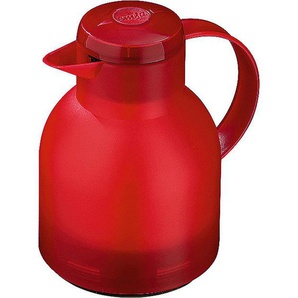 Emsa Isolierkanne Samba, Rot, Kunststoff, 1 L, Ausgießer, 100% dicht, Glaskolben, abnehmbarer Deckel, hält warm, kalt, Kaffee & Tee, Kannen,