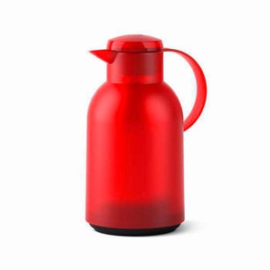 Emsa Isolierkanne Samba, Rot, Kunststoff, Uni, 1,5 L, 100% dicht, Glaskolben, Kaffee & Tee, Kannen, Thermoskannen
