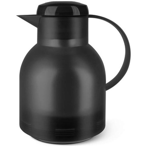 Emsa Isolierkanne Samba, Schwarz, Kunststoff, 1 L, Ausgießer, Vakuum, 100% dicht, Glaskolben, abnehmbarer Deckel, Schraubverschluss, hält warm, kalt,