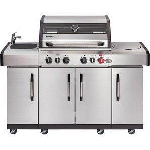 Gasgrill ENDERS Kansas II Pro 4 SIK Profi Turbo Grills Gr. B/H/T: 153 cm x 118 cm x 64 cm, silberfarben (edelstahlfarben) Outdoorküche Gasgrills BxTxH: 153x64x118 cm