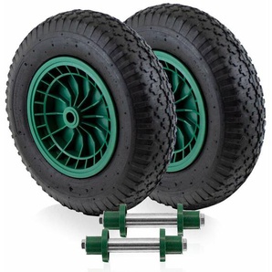 Ersatzrad Schubkarrenrad Schubkarre Rad Reifen Luftrad Luftbereifung Felge 4.80/4.00 max 250Kg mit Stahlachse 130mm (2 Räder + 2 Achsen)