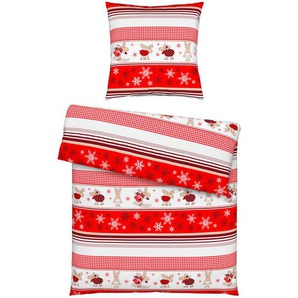 Esposa Bettwäsche, Rot, Weiß, Textil, Weihnachten, 135x200 cm, Textiles Vertrauen - Oeko-Tex®, atmungsaktiv, schadstoffgeprüft, Schlaftextilien,