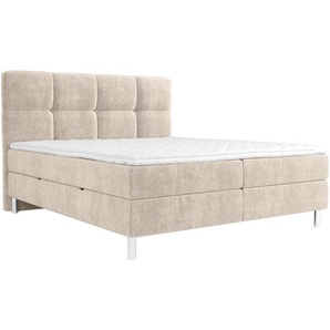 Esposa Boxbett, Beige, Textil, H3, 7-Zonen, Höhe ca. 20 cm, 180x200 cm, Bettkasten, gepolstertes Kopfteil, Stoffauswahl, Topper durchgehend, in