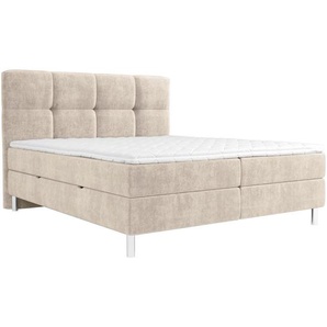 Esposa Boxbett, Beige, Textil, H3, 7-Zonen, Höhe ca. 20 cm, 180x200 cm, Bettkasten, gepolstertes Kopfteil, Stoffauswahl, Topper durchgehend, in