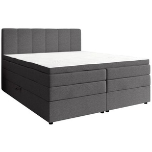 Esposa Boxspringbett, Anthrazit, Textil, H3 + H4, 7-Zonen, Höhe ca. 17 cm, 180x200 cm, Bettkasten, gepolstertes Kopfteil, Topper durchgehend, in verschiedenen Größen erhältlich, Matratze Härtegraden geteilt, Schlafzimmer, Betten, Doppelbetten