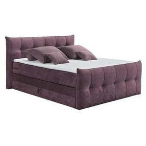 Esposa Boxspringbett, Aubergine, Textil, H2 + H3, 7-Zonen, Höhe ca. 18 cm, 180x200 cm, Topper durchgehend, Schlafzimmer, Betten, Boxspringbetten