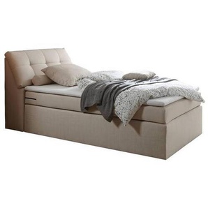 Esposa Boxspringbett, Creme, Textil, H2, 7-Zonen, 120x200 cm, Stoffauswahl, Schlafzimmer, Betten, Boxspringbetten