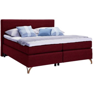 Esposa Boxspringbett, Rot, Textil, H2 + H3, 7-Zonen, Höhe ca. 18 cm, 140x200 cm, Federkernmatratze, Stoffauswahl, Topper durchgehend, in verschiedenen Größen erhältlich, Schlafzimmer, Betten, Boxspringbetten