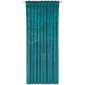 Esposa Fertigvorhang Pablo, Petrol, Textil, Uni, 135x245 cm, Textiles Vertrauen - Oeko-Tex®, für Stange und Schiene geeignet, Samtoptik, mit
