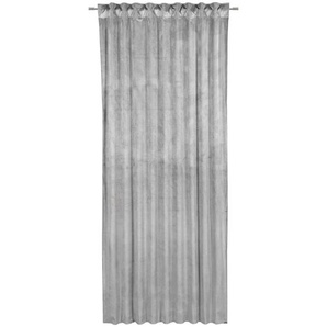 Esposa Fertigvorhang Pablo, Silber, Textil, Uni, 135x245 cm, Textiles Vertrauen - Oeko-Tex®, für Stange und Schiene geeignet, Samtoptik, mit