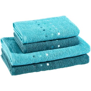 Esposa Frottierset, Blau, Petrol, Textil, 4-teilig, 50x100 cm, Badtextilien, Handtuch-Sets