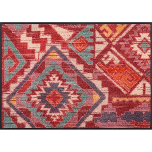 Esposa FUßMATTE Pueblo, Rot, Textil, Ornament, rechteckig, 60x85 cm, Oeko-Tex® Standard 100, rutschfest, Teppiche & Böden, Fußmatten