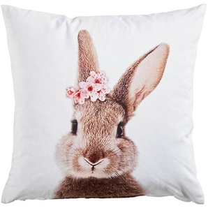 Esposa Kissenhülle Bunny, Rosa, Weiß, Beige, Textil, Tier, 45x45 cm, Textiles Vertrauen - Oeko-Tex®, Wohntextilien, Bezüge, Kissenbezüge