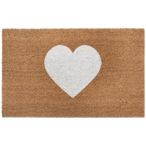 Esposa Kokosmatte Mix Mats, Weiß, Hellbraun, Naturmaterialien, Herz, rechteckig, 45x75 cm, rutschfest, für Fußbodenheizung geeignet, rutschhemmend,