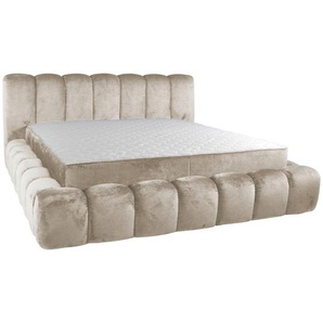 Esposa Polsterbett, Creme, Holz, Metall, Birke, 160x200 cm, gepolstertes Kopfteil, in verschiedenen Größen erhältlich, bodentiefer