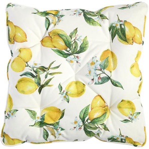 Esposa Sitzkissen, Gelb, Weiß, Textil, Zitronen, Füllung: Polyester, 40x40 cm, Oeko-Tex® Standard 100, Wohntextilien, Kissen, Sitzkissen