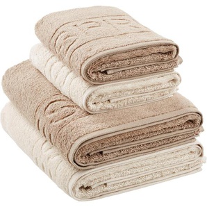 Esprit Frottierset, Sand, Beige, Textil, 4-teilig, Uni, 50x100 cm, saugfähig, Badtextilien, Handtuch-Sets
