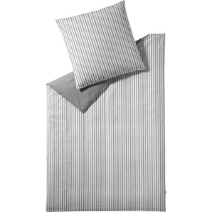 Wendebettwäsche ESPRIT Herringbone Bettwäsche Gr. B/L: 155 cm x 220 cm (1 St.), B/L: 80 cm x 80 cm (1 St.), Renforcé, grau (hellgrau) Renforcé-Bettwäsche Bettwäsche mit Fischgrät-Muster