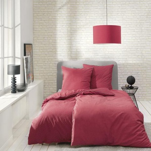 Wendebettwäsche ESPRIT Scatter Bettwäsche Gr. B/L: 135 cm x 200 cm (1 St.), B/L: 80 cm x 80 cm (1 St.), Mako-Satin, rot (dunkelrot, bordeaux, weinrot) Bettwäsche 135x200 cm mit effektvollem Rundum-Keder