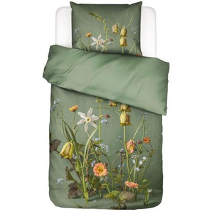 Essenza Bettwäsche Ficaria, Grün, Textil, Blume, 135x200 cm, Gots, Schlaftextilien, Bettwäsche, Bettwäsche, Satin-Bettwäsche