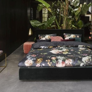 Essenza Satin-Bettwäsche Fleur, Farbe Nightblue 155x220cm+80x80 0001802682