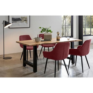 Essgruppe 180x90 cm, Akazien Holz, für 4 Personen, Tisch Akazie, Stühle beere - Sitzgruppe, Tischgruppe, Essgarnitur