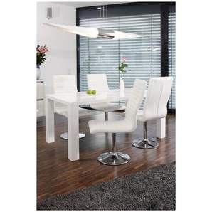 Essgruppe 180x90 cm, für 4 Personen, Tisch Weiß, Stühle Weiß - Sitzgruppe, Tischgruppe, Essgarnitur