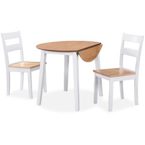 Essgruppe 3-tlg. MDF und Gummibaumholz Weiß