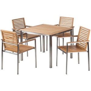 Essgruppe 5-teilig Kombi A 90 x 75 x 90cm Braun/Silber/Beige