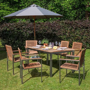 Essgruppe 7-teilig Kombi A Plus 150 x 75 x 90cm Braun/Silber/Beige