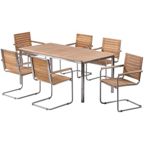 Essgruppe 7-teilig Kombi B 180 x 75 x 90cm Braun/Silber
