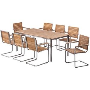 Essgruppe 9-teilig Kombi B 180 x 75 x 90cm Braun/Silber