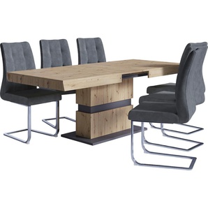 Essgruppe BYLIVING Sitzmöbel-Sets Gr. B/H/T: 160 cm x 95,5 cm x 62 cm, Kunstleder, Einlegeplatte, ausziehbar, grau (braun, anthrazit, schwarz) Essgruppen