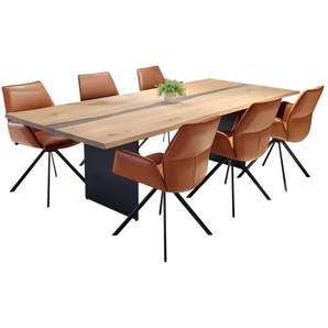 Essgruppe Carola/ET243, Wildeiche/Leder, tabak