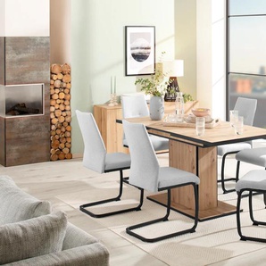 Essgruppe HELA Ariana, TOPSELLER OTTOs Choice, Esstisch ausziehbar, 6 Stühle, weiß (artisan eiche, bezug waterfree hellgrau, hellgrau, schwarz), Einlegeplatte, Esstisch Ausziehbar-Einlegeplatte innenliegend verstaubar-Stuhl 140 Kg Belastbar,