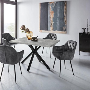 Essgruppe HELA CLEO Sitzmöbel-Sets Gr. Samtvelours, grau (betonoptik, vintage anthrazit, schwarz) Essgruppen Bestseller