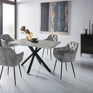 Essgruppe HELA CLEO Sitzmöbel-Sets Gr. Samtvelours, grau (betonoptik, vintage grau, schwarz) Essgruppen mit Armlehnen