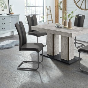 Essgruppe HELA ROSE Sitzmöbel-Sets grau (betonoptik, anthrazit) Essgruppen bestehend aus einem Tisch 140-180 cm und 4 Stühlen