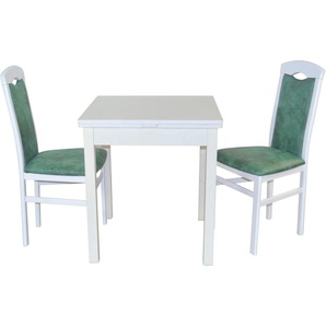 Essgruppe HOFMANN LIVING AND MORE 3tlg. Tischgruppe Sitzmöbel-Sets Gr. B/H/T: 44 cm x 94 cm x 48 cm, Mikrofaser 1, Ansteckplatten, weiß (weiß, opal, weiß) Essgruppen Stühle montiert