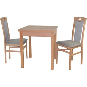Essgruppe HOFMANN LIVING AND MORE 3tlg. Tischgruppe Sitzmöbel-Sets Gr. B/H/T: 45 cm x 95 cm x 48 cm, Polyester, Ansteckplatte, grau (buche, nachbildung, grau, buche, nachbildung) Essgruppen