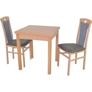 Essgruppe HOFMANN LIVING AND MORE 3tlg. Tischgruppe Sitzmöbel-Sets Gr. B/H/T: 45 cm x 95 cm x 48 cm, Polyester, Ansteckplatte, schwarz (buche, nachbildung, schwarz, buche, nachbildung) Essgruppen