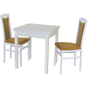 Essgruppe HOFMANN LIVING AND MORE 3tlg. Tischgruppe Sitzmöbel-Sets Gr. B/H/T: 45 cm x 95 cm x 48 cm, Polyester, Ansteckplatte, weiß (weiß, gelb, weiß) Essgruppen