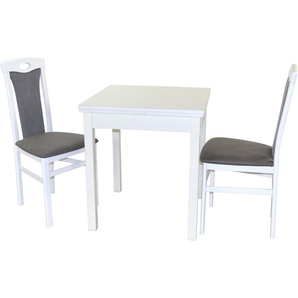 Essgruppe HOFMANN LIVING AND MORE 3tlg. Tischgruppe Sitzmöbel-Sets Gr. B/H/T: 45 cm x 95 cm x 48 cm, Polyester, Ansteckplatte, weiß (weiß, schwarz, weiß) Essgruppen