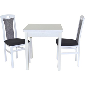 Essgruppe HOFMANN LIVING AND MORE 3tlg. Tischgruppe Sitzmöbel-Sets Gr. B/H/T: 45 cm x 95 cm x 48 cm, Polyester, Ansteckplatten, weiß, schwarz (schwarz, schwarz, weiß) Essgruppen Stühle montiert